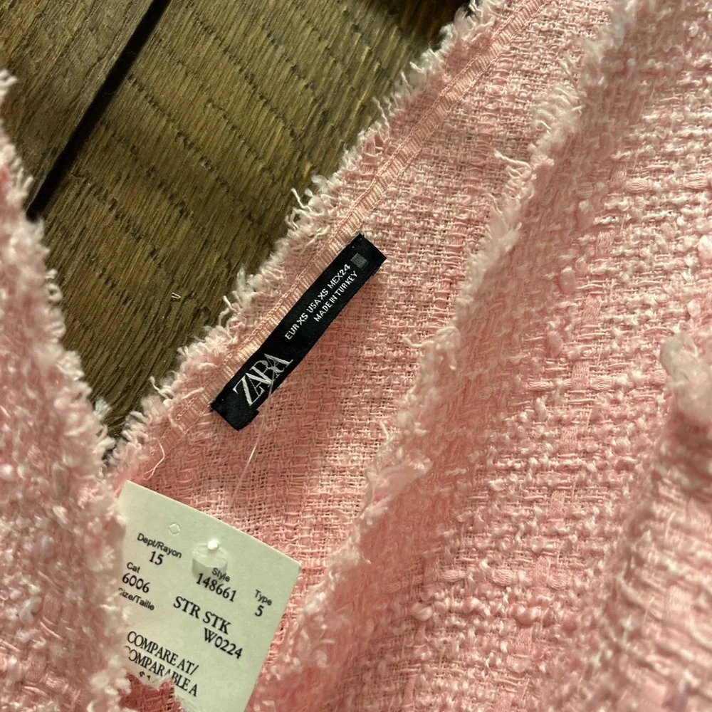 Zara Pink Tweed Wrap Top - Picture 5 of 5